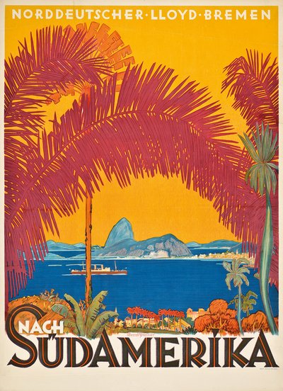 Affiche publicitaire pour la compagnie maritime allemande 