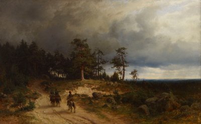 Paysage en Finlande orientale avec des cosaques montés - Berndt Lindholm