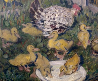 Poule avec canetons - Bernhard Dorotheus Folkestad
