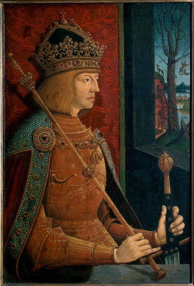 Empereur Maximilien I, avec couronne, sceptre et épée - Bernhard Strigel