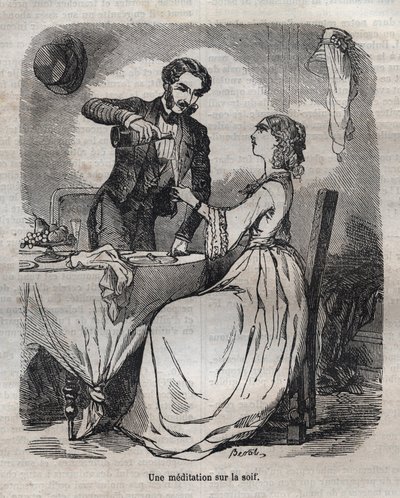 Méditation sur la soif - gravure dans « La Physiologie du goût » par Jean Anthelme Brillat-Savarin - Bertall