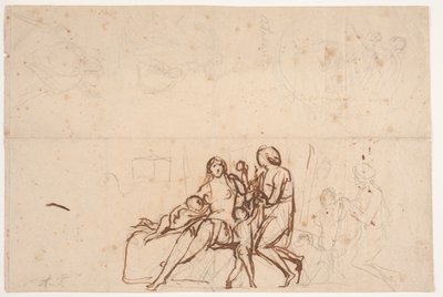 Différents croquis comparés au relief "Adam et Ève" 1838 et au relief "Atalante" : Villa Torlonia 1837 - Bertel Thorvaldsen