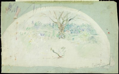 Éventail représentant Bougival, 1884 - Berthe Morisot