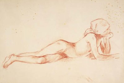 Jeune fille nue allongée avec un foulard sur la tête - Berthe Morisot