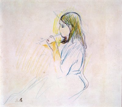 La fille de Manet jouant de la flûte à bec - Berthe Morisot