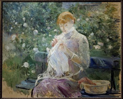 Pasie cousant dans le jardin à Bougival - Berthe Morisot
