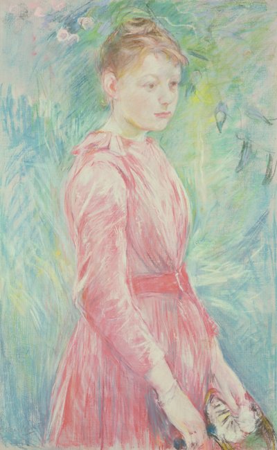 Jeune fille en robe rose (pastel sur papier) - Berthe Morisot