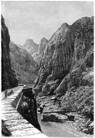Vue prise sur la route de caravane Shabet el Akra, Algérie, vers 1890 - Auguste Bertrand