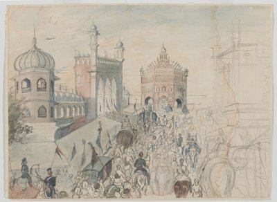 Troupes britanniques dans une ville sikhe, probablement Allahabad - Bethune Donald Grant