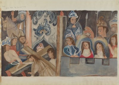 Station de la Croix n° 7 : Jésus tombe pour la deuxième fois, vers 1936 - Beulah Bradleigh