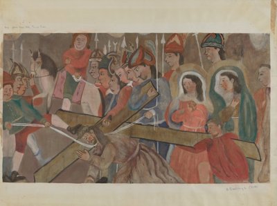 Station de la Croix n° 9 : Jésus tombe pour la troisième fois, vers 1936 - Beulah Bradleigh