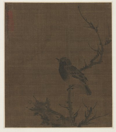 Oiseau endormi sur une branche de prunus - Bian Wenjin