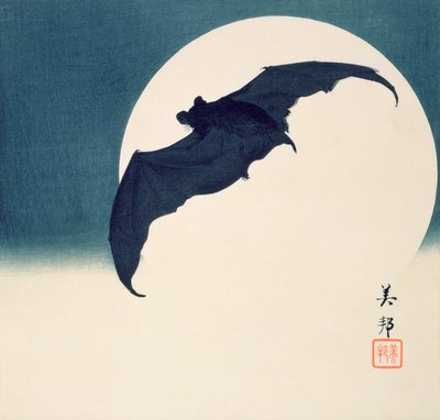 Chauve-souris et pleine lune - Biho Takashi or Takahashi (b. 1873. fl 1890 1930)