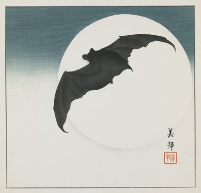 Chauve-souris et Lune, début du 20e siècle - Biho Takashi or Takahashi (b. 1873. fl 1890 1930)