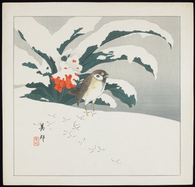 Oiseau dans la neige - Biho Takashi or Takahashi (b. 1873. fl 1890 1930)