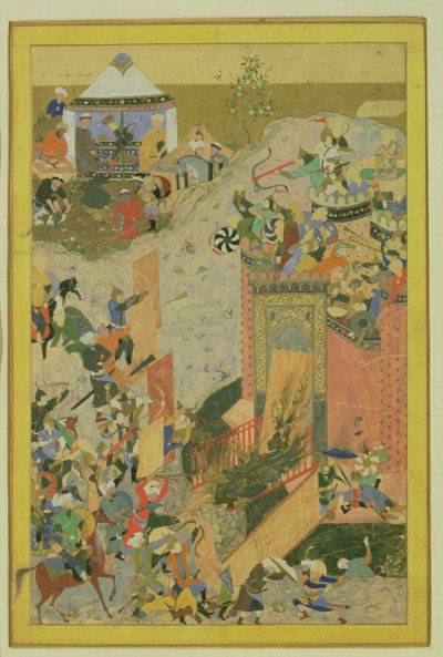 Assaut sur un château, Perse, Période Timouride (1370-1506) c.1475-1500 - Bihzad attr. to Bihzad attr. to