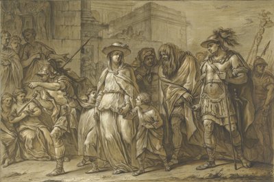 Julius Sabinus et Epponina avec leurs deux enfants en tant que prisonniers à Rome - Blaise Nicolas Lesueur