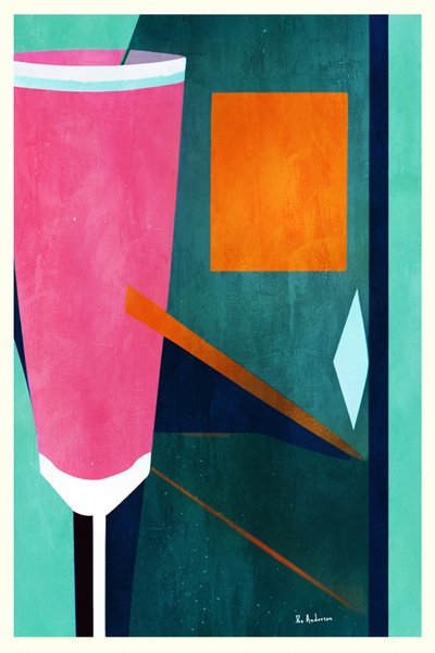 Rose, orange, géométrique, abstrait - Bo Anderson