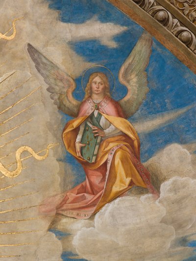 Abside, Catino Abside, Boccaccio Boccaccino, Pantocrator parmi les Saints Marcellin, Imerio, Omobono, Pierre Exorciste, (détail) Ange droit - Boccaccio Boccaccino