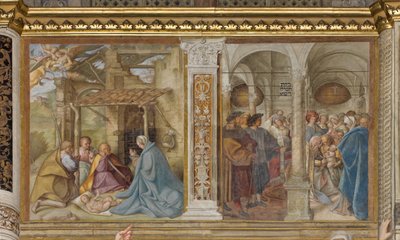 Aave central, quatrième travée nord, Adoration des bergers, Circoncision, Boccaccio Boccaccino 1516-17 - Boccaccio Boccaccino