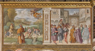 Nef centrale, Première travée nord, Annonce à Joachim, Rencontre de Saint Joachim et Sainte Anne à la Porte Dorée, Boccaccio Boccaccino 1514-15 - Boccaccio Boccaccino