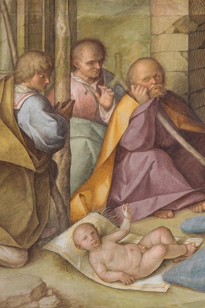 Nef centrale, Quatrième travée nord, Adoration des bergers, Boccaccio Boccaccino 1516-17, Détail - Boccaccio Boccaccino