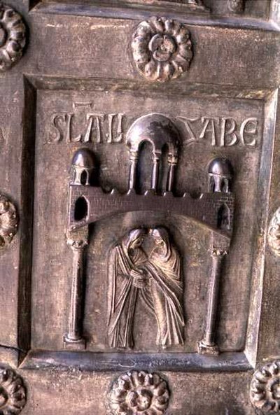 Panneau représentant la Visitation sur la Porta di S. Ranieri - Bonannus of Pisa
