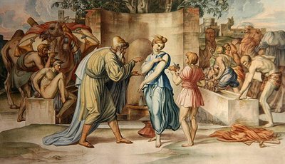 Élisée et Rebecca à la fontaine - Bonaventura Genelli