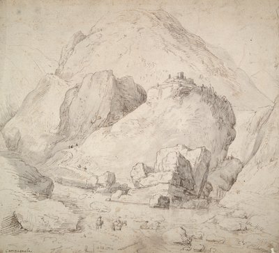 Paysage montagneux avec figure à cheval au premier plan - Bonaventura Peeters