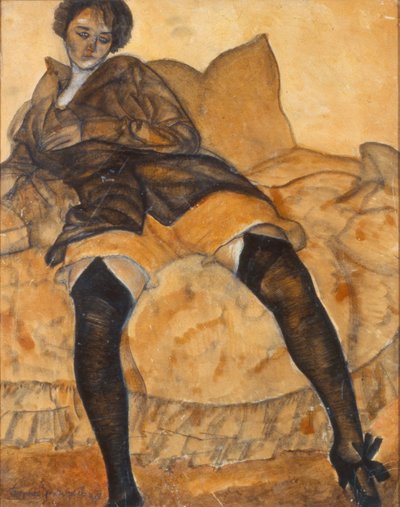 Une femme assise, vers 1918 - Boris Dmitrievich Grigoriev