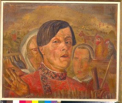 Autoportrait au coq et à la poule - Boris Dmitrievich Grigoriev