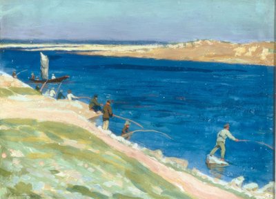 Paysage fluvial avec pêcheurs - Boris Jeremejewitsch Wladimirski