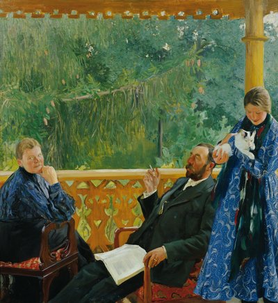Portrait de famille (portrait de la famille Polenow) - Boris Mikhailovich Kustodiev