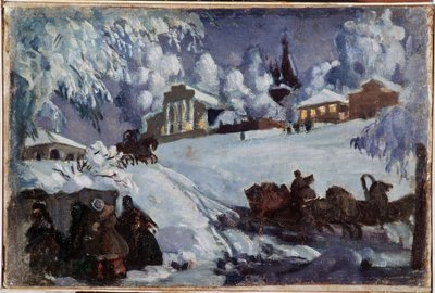 Hiver, traîneaux - Boris Mikhailovich Kustodiev