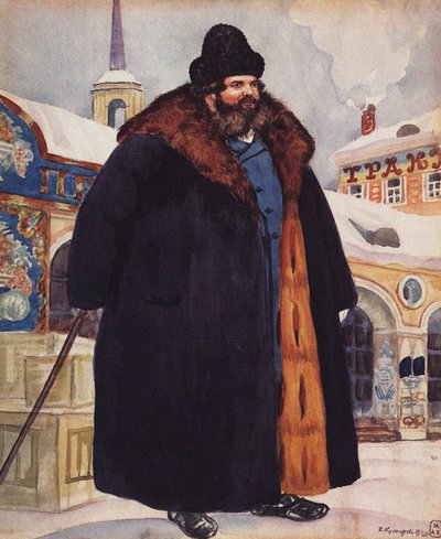 Marchand en manteau de fourrure - Boris Mikhailovich Kustodiev