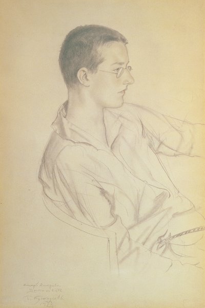 Portrait de Dmitri Dmitrievich Chostakovitch (1906-75), 1923 - Boris Mikhailovich Kustodiev