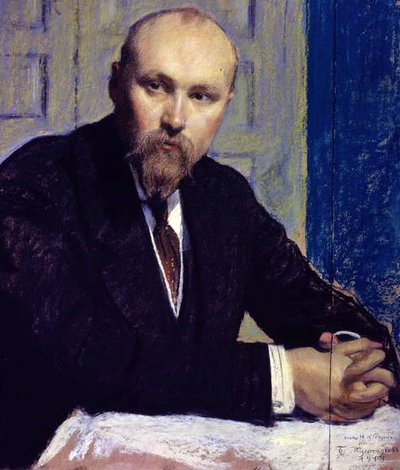 Portrait de Nikolay Rerich (1874-1947) 1913 - Boris Mikhailovich Kustodiev
