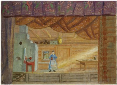 Décor de scène pour la pièce Virineya de Lidia Seyfullina, 1925 - Boris Mikhailovich Kustodiev
