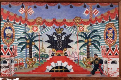 Décor de scène pour la pièce de théâtre La puce par E. Zamyatin, 1925-1926 - Boris Mikhailovich Kustodiev