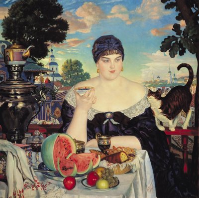 La femme du marchand au thé - Boris Mikhailovich Kustodiev