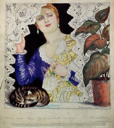 Une femme russe à sa fenêtre - Boris Mikhailovich Kustodiev