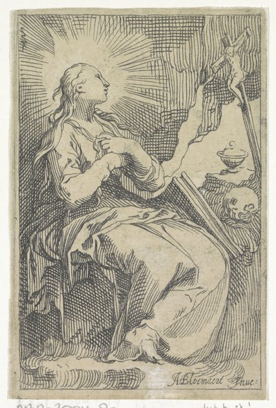 Marie Madeleine pénitente dans la grotte devant un crucifix - Boëtius Adamsz. Bolswert