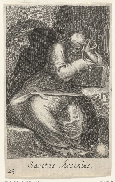 Saint Arsène le Grand en ermite (Sanctus Arsenius) (Kluizenaars, Sacra eremvs ascetarvm) - Boëtius Adamsz. Bolswert