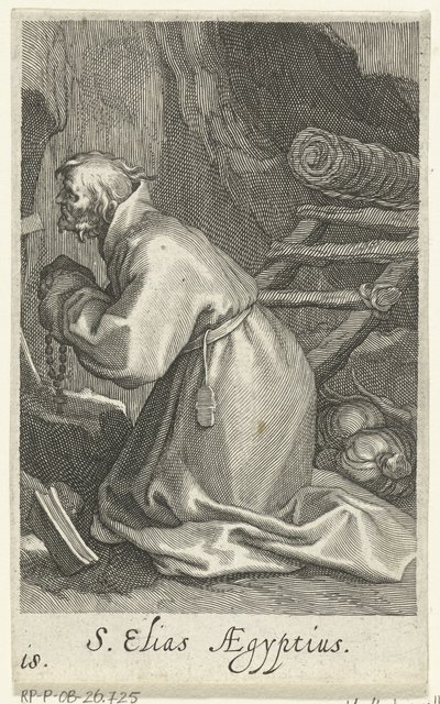 Saint Élie de Césarée en ermite - Boëtius Adamsz. Bolswert