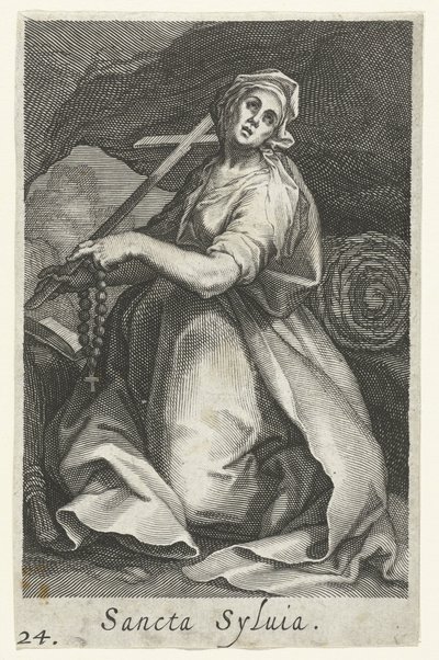 Sainte Silvia de Rome en ermite (Kluizenaressen, Sacra Eremus Ascetriarum) - Boëtius Adamsz. Bolswert