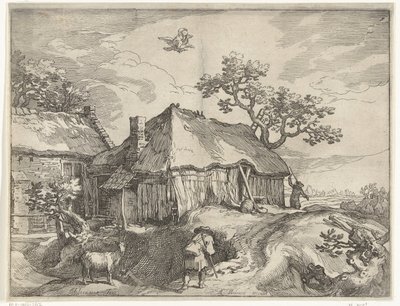 Paysage avec ferme et enlèvement de Ganymède - Boëtius Adamsz. Bolswert