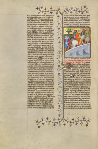 Xerxès, roi des Perses, traverse un pont avec son armée - Boucicaut Master