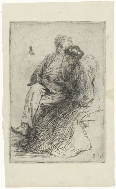 Jeune femme lisant et homme âgé - Bramine Hubrecht