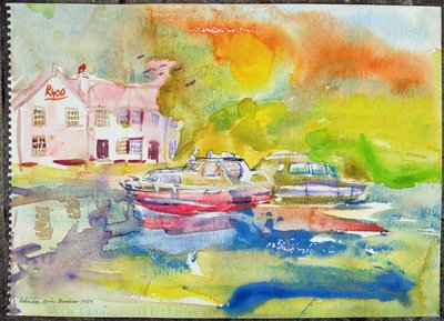 Pub au bord de la rivière avec des bateaux - Brenda Brin Booker