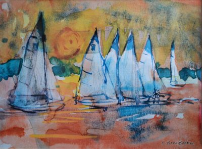 Voiliers sous un ciel rose - Brenda Brin Booker